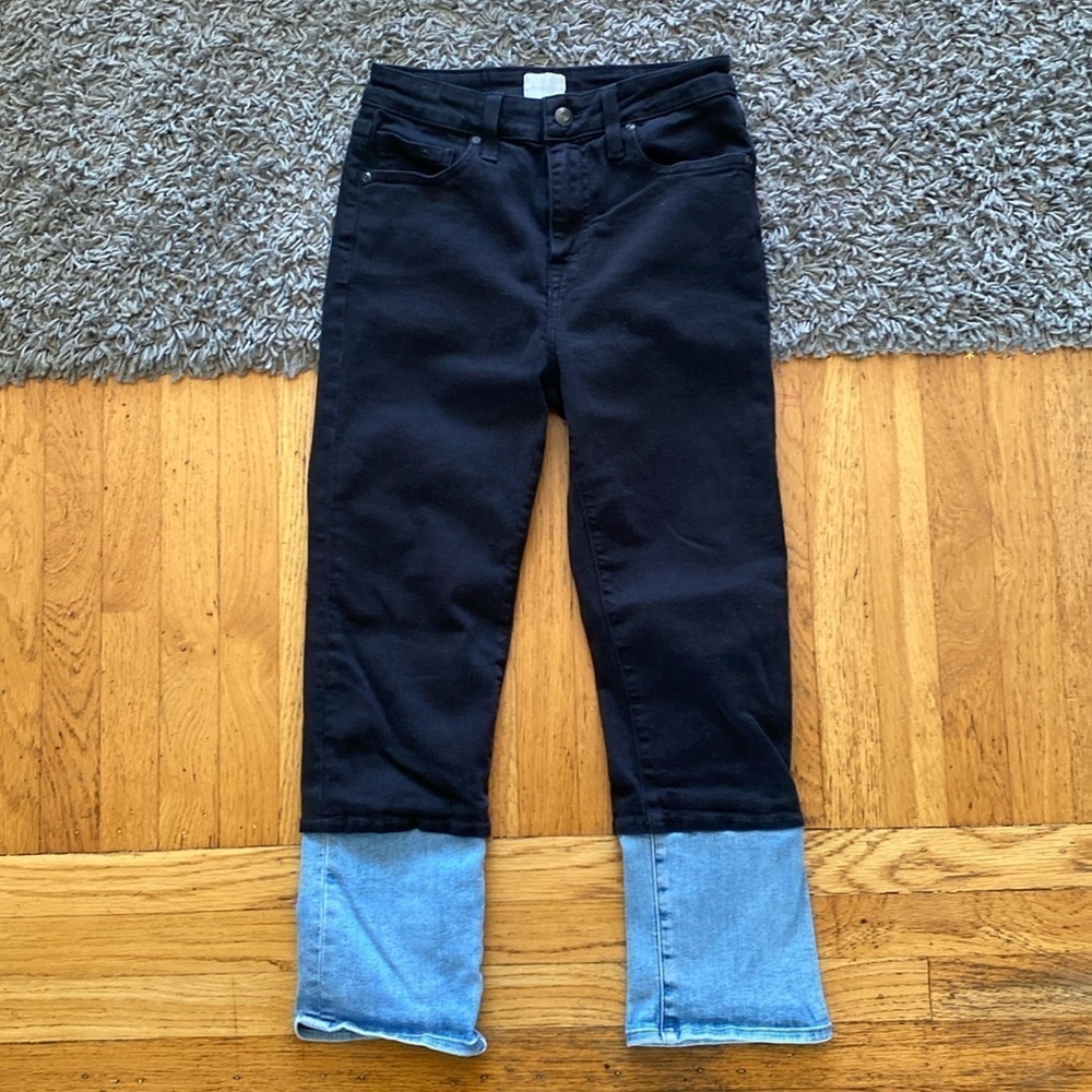Jonathan Simkhai River High-Rise Two-Tone Stretch Straight-Leg Jeans Size 27